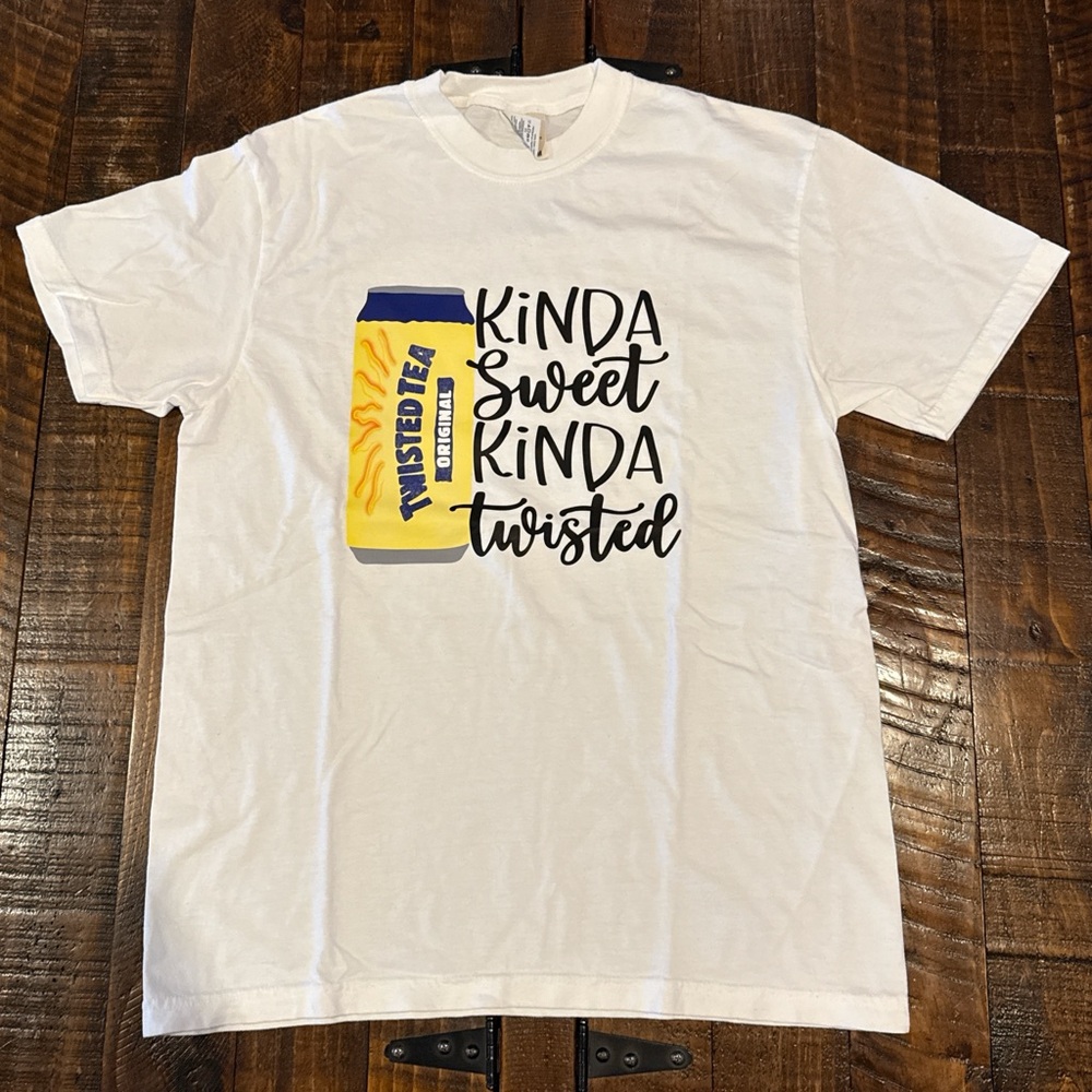 Comfort Colors Twisted Tea Graphic Tee Medium White Funny Novelty T-Shirt